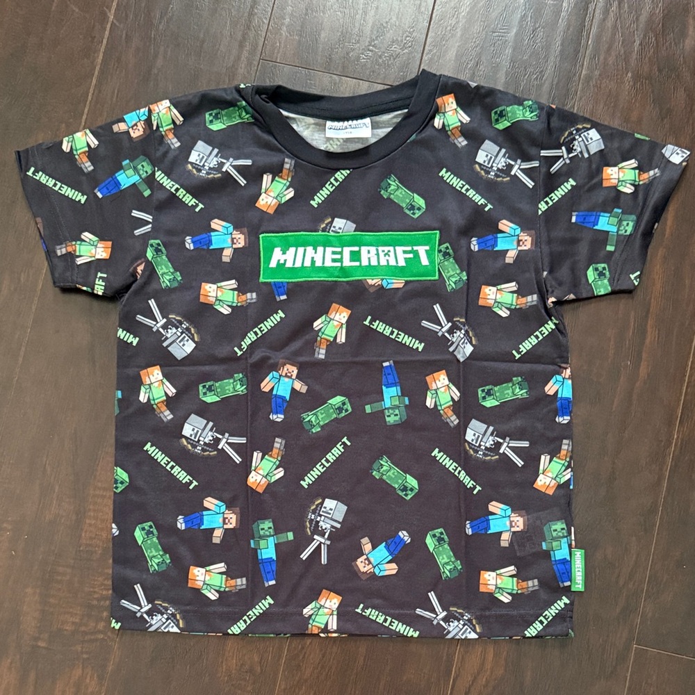 minecraft kid t shirt black green L